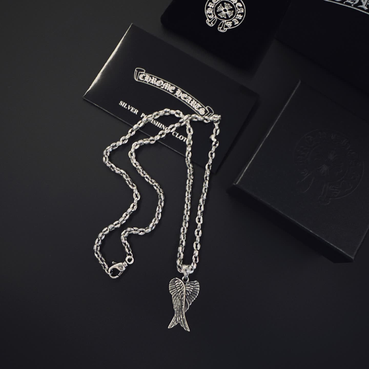 Chrome Hearts Chromethearts Winged Heart Pendant Necklace